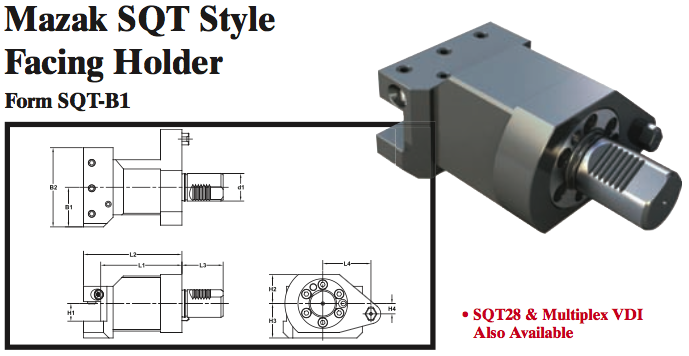 Mazak SQT Style Facing Holder (Form SQT-B1) - Part #: SQT21.2825 - Best Tool & Supply
