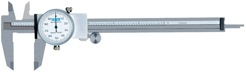 0 - 6'' Measuring Range (.001" Grad.) - Shockproof Steel Dial Caliper - #52-008-706 - Best Tool & Supply