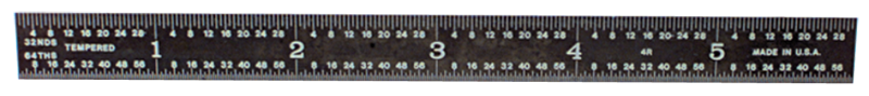 #161-024EZ - 24'' Long - 16R Graduation - 3/4'' Wide - E-Z Read Black Chrome Flexible Scale - Best Tool & Supply