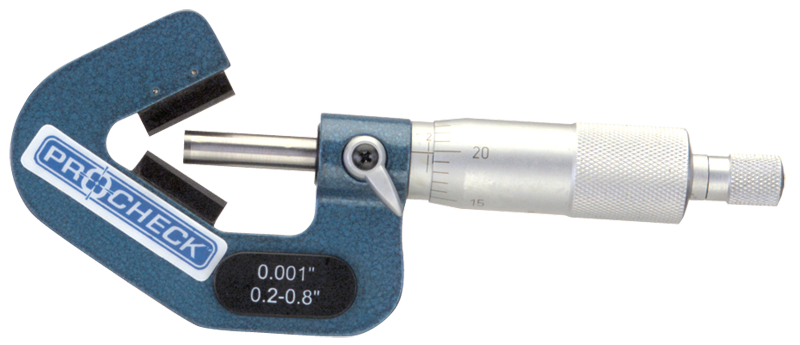 .2 - 1'' Measuring Range - .001 Graduation - Ratchet Thimble - High Speed Steel Face - 5-Flute V-Anvil Micrometer - Best Tool & Supply