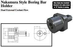 Nakamura Style Boring Bar Holder (Dual External Coolant Flow) - Part #: NK52.3025 - Best Tool & Supply