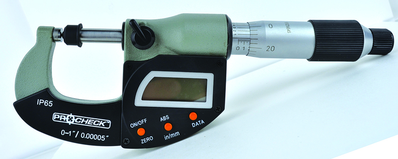 IP65 Electronic Micrometer - 0-1"/24.4mm Range - .00005"/.001mm Resolution - Output S4 Connector (Not IP) - Best Tool & Supply