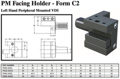 PM Facing Holder - Form C2 (Left Hand Peripheral Mounted VDI) - Part #: PM32.4025S - Best Tool & Supply