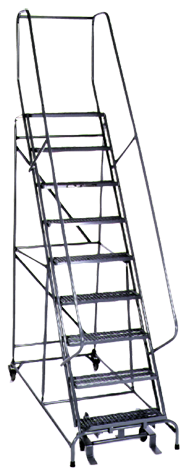 Model 1000; 9 Steps; 32 x 65'' Base Size - Steel Mobile Platform Ladder - Best Tool & Supply