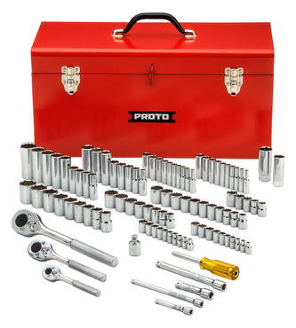 Proto® 1/4", 3/8", & 1/2" Drive 101 Piece Socket Set- 6, 8, & 12 Point w/ Box J9975R - Best Tool & Supply