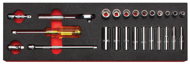 Proto® Foamed 1/4" Drive 25 Piece Combination Socket Set w/ Classic Pear Head Ratchet  - Full Polish - 6 Point - Best Tool & Supply