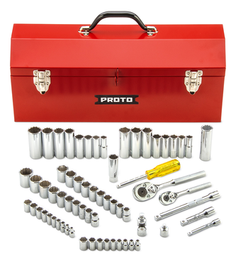 Proto® 1/4" & 3/8" Drive 65 Piece Socket Set- 6 & 12 Point w/Box J9971R - Best Tool & Supply