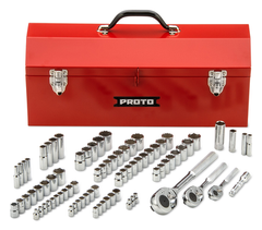 Proto® 1/4", 3/8", & 1/2" Drive 81 Piece Socket Set- 6 & 12 Point w/ Box J9971R - Best Tool & Supply