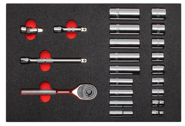 Proto® Foamed  3/8" Drive 22 Piece Socket Set w/ Classic Pear Head Ratchet - Full Polish - 6 Point - Best Tool & Supply