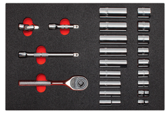 Proto® Foamed  3/8" Drive 22 Piece Socket Set w/ Classic Pear Head Ratchet - Full Polish - 6 Point - Best Tool & Supply