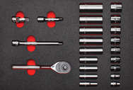 Proto® Foamed  3/8" Drive 22 Piece Socket Set w/ Classic Pear Head Ratchet - Full Polish - 12 Point - Best Tool & Supply