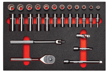 Proto® Foamed 3/8" Drive 29 Piece Combination Socket Set w/ Classic Pear Head Ratchet - Full Polish - 12 Point - Best Tool & Supply