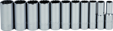 Proto® 1/2" Drive 11 Piece Deep Socket Set - 12 Point - Best Tool & Supply