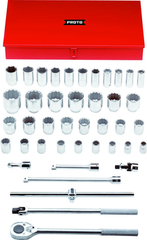 Proto® 3/4" Drive 42 Piece Combination Socket Set - 12 and 6 Point - Best Tool & Supply