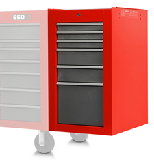 Proto® 550S Side Cabinet - 6 Drawer, Safety Red and Gray - Best Tool & Supply
