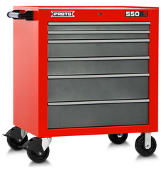 Proto® 550S 34" Roller Cabinet - 6 Drawer, Safety Red and Gray - Best Tool & Supply