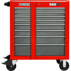Proto® 550S 34" Roller Cabinet with Removable Lock Bar- 8 Drawer- Safety Red & Gray - Best Tool & Supply