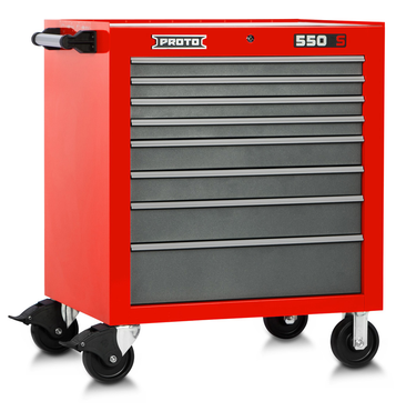 Proto® 550S 34" Roller Cabinet - 8 Drawer, Safety Red and Gray - Best Tool & Supply