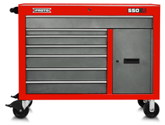 Proto® 550S 50" Workstation - 7 Drawer & 1 Shelf, Safety Red and Gray - Best Tool & Supply