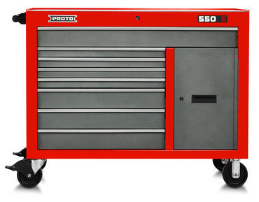 Proto® 550S 50" Workstation - 8 Drawer & 1 Shelf, Safety Red and Gray - Best Tool & Supply