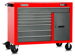 Proto® 550S 50" Workstation - 8 Drawer & 2 Shelves, Safety Red and Gray - Best Tool & Supply