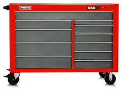 Proto® 550S 57" Workstation - 11 Drawer, Safety Red and Gray - Best Tool & Supply