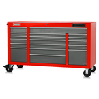 Proto® 550E 67" Front Facing Power Workstation w/ USB - 18 Drawer, Safety Red and Gray - Best Tool & Supply