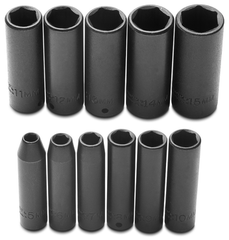 Proto® 1/4" Drive 11 Piece Metric Deep Impact Socket Set - 6 Point - Best Tool & Supply