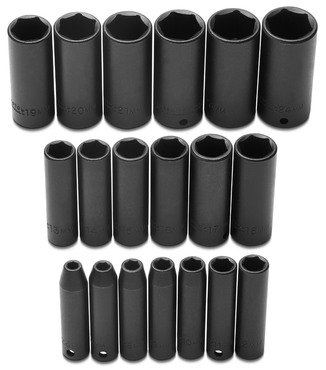 Proto® 3/8" Drive 19 Piece Metric Deep Impact Socket Set - 6 Point - Best Tool & Supply