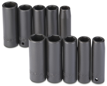 Proto® 1/2" Drive 10 Piece Fractional & Metric Impact Socket Set - 6 Point - Best Tool & Supply