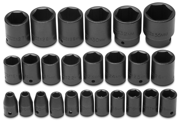 Proto® 1/2" Drive 25 Piece Metric Impact Socket Set - 6 Point - Best Tool & Supply