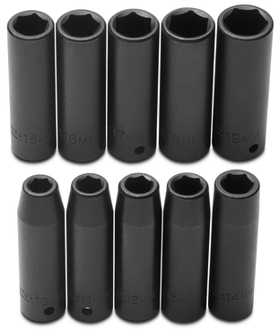 Proto® 1/2" Drive 10 Piece Metric Deep Impact Socket Set - 6 Point - Best Tool & Supply