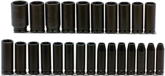 Proto® 1/2" Drive 25 Piece Metric Deep Impact Socket Set - 6 Point - Best Tool & Supply