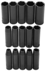 Proto® 1/2" Drive 15 Piece Impact Metric Thin Wall Socket Set - 6 Point - Best Tool & Supply