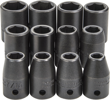 Proto® 1/2" Drive 12 Piece Impact Socket Set - 6 Point - Best Tool & Supply