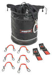 Proto® Tethering D-Ring Lift Bucket (300 lbs Weight Capacity) with D-Ring Wrist Strap System (2) JWS-DR and (6) JLANWR6LB - Best Tool & Supply