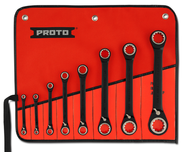 Proto® 8 Piece Black Chrome Double Box Reversible Ratcheting Wrench Set - Spline - Best Tool & Supply