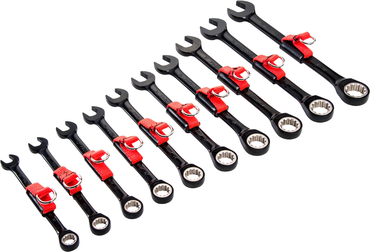 Proto® Tether-Ready 10 Piece Black Chrome Metric Non-Reversible Combination Ratcheting Wrench Set - Spline - Best Tool & Supply