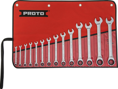 Proto® 14 Piece Full Polish Combination Non-Reversible Ratcheting Wrench Set - 12 Point - Best Tool & Supply