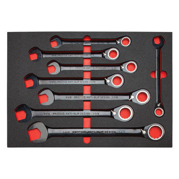 Proto® Foamed 20 Piece Reversible Ratcheting Combination Wrench Set - Black Chrome- Spline - Best Tool & Supply