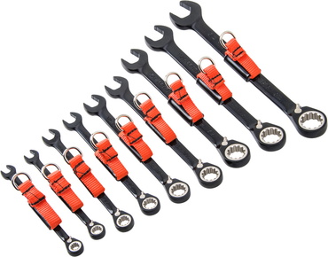 Proto® Tether-Ready 9 Piece Black Chrome Reversible Combination Ratcheting Wrench Set - Spline - Best Tool & Supply