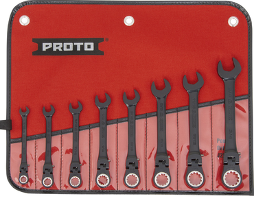 Proto® 8 Piece Black Chrome Combination Locking Flex-Head Ratcheting Wrench Set - Spline - Best Tool & Supply