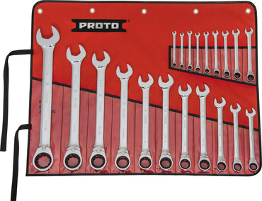 Proto® 20 Piece Full Polish Combination Reversible Ratcheting Wrench Set - 12 Point - Best Tool & Supply