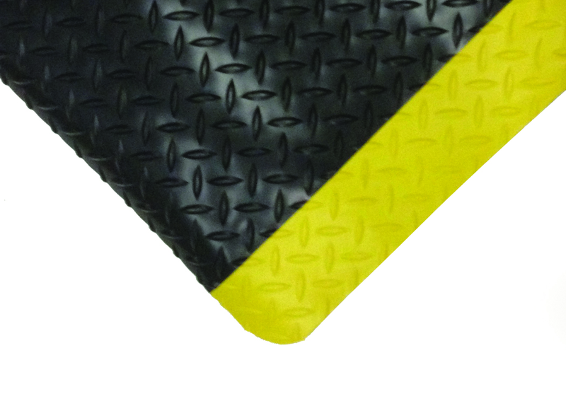 2' x 75' x 11/16" Thick Diamond Comfort Mat - Yellow/Black - Best Tool & Supply