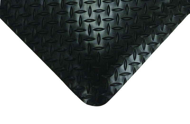 3' x 12' x 1/2" Thick Diamond Anti Fatigue Mat - Black - Best Tool & Supply