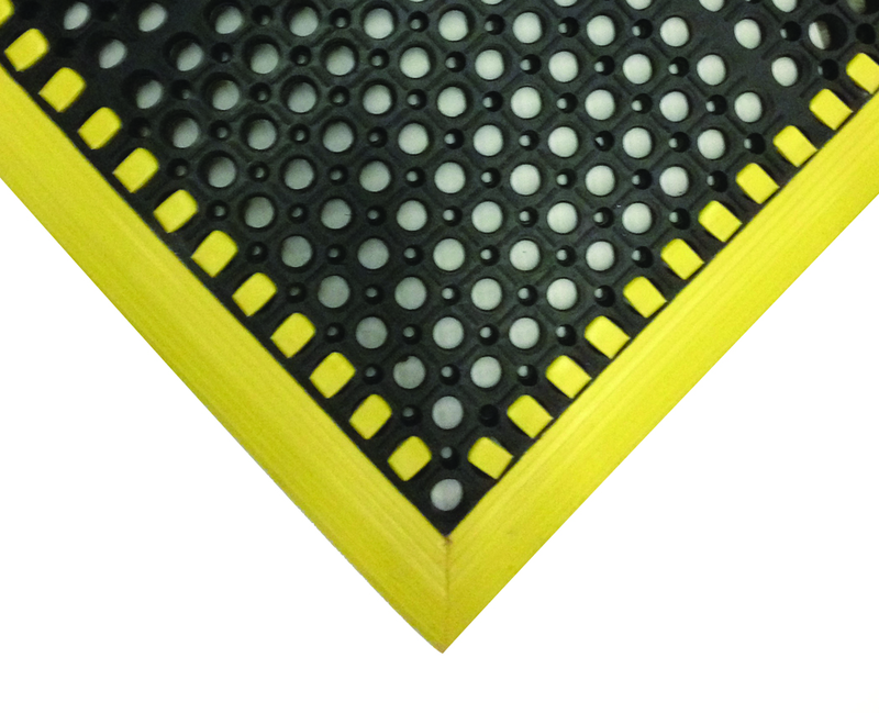 40" x 52" x 7/8" Thick Safety Wet / Dry Mat - Black / Yellow - Best Tool & Supply