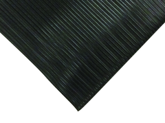 6' x 60' x 3/8" Thick Soft Comfort Mat - Black Standard Ribbed - Best Tool & Supply