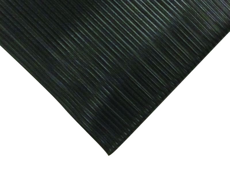 3' x 60' x 3/8" Thick Soft Comfort Mat - Black Standard Ribbed - Best Tool & Supply