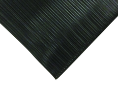 4' x 60' x 3/8" Thick Soft Comfort Mat - Black Standard Ribbed - Best Tool & Supply