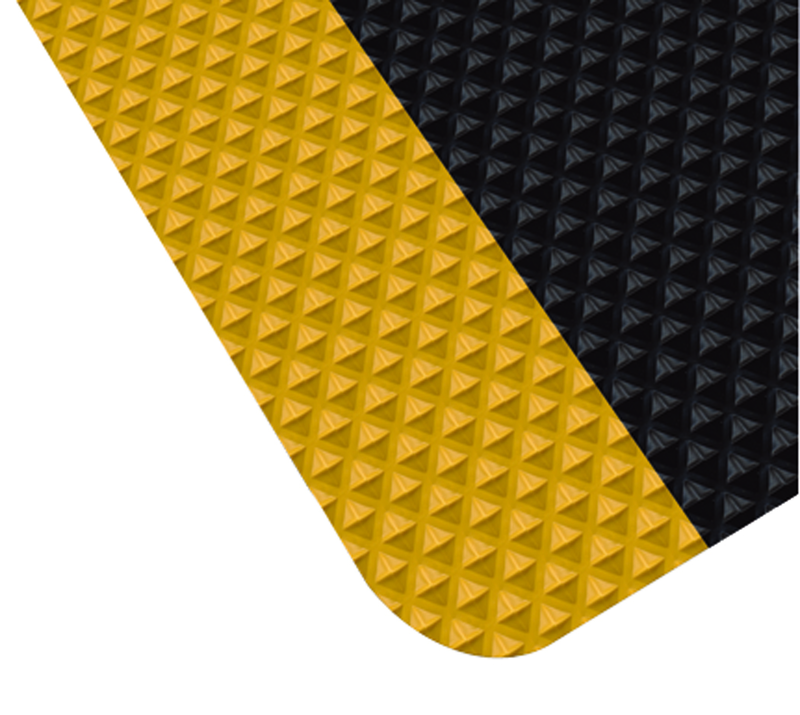 3' x 10' x 11/16" Thick Traction Anti Fatigue Mat - Yellow/Black - Best Tool & Supply